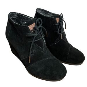 Toms Black Suede Wedge Heel